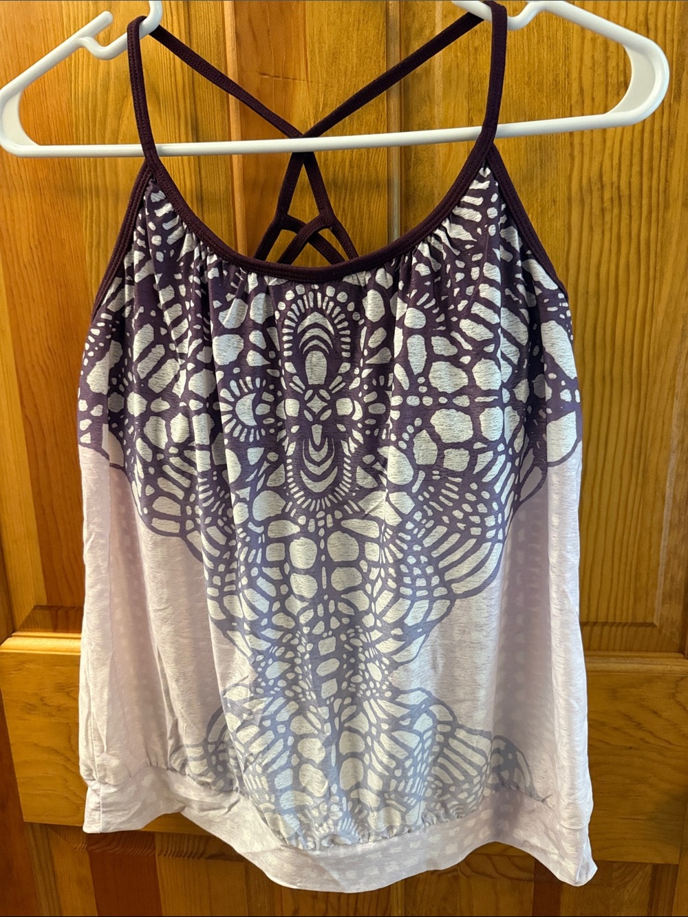Prana Lavender-to-Plum Ombre Lace-Print Strappy Cami